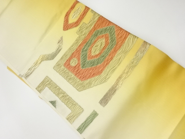 JAPANESE KIMONO / VINTAGE NAGOYA OBI / WOVEN ABSTRACT PATTERN